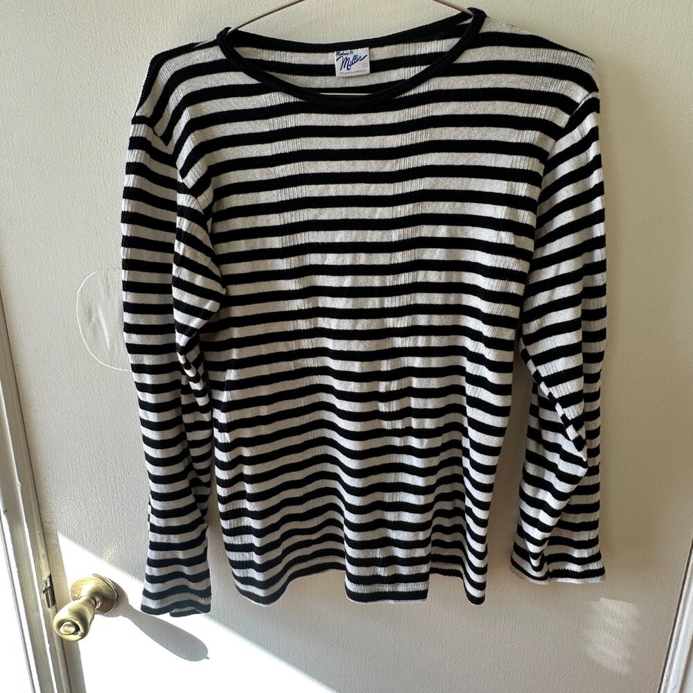 Vintage Robert P Miller Striped Single Stitch Long Sleeve Size Large